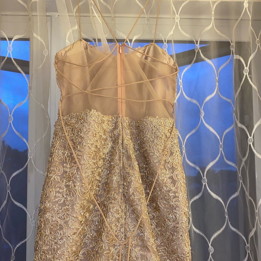 Sherri Hill champagne color gown sz 6 - Picture 6 of 14